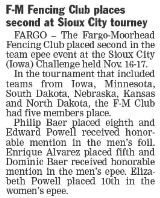 Fargo Forum 21Nov2013 Sioux City Tournament Article 
